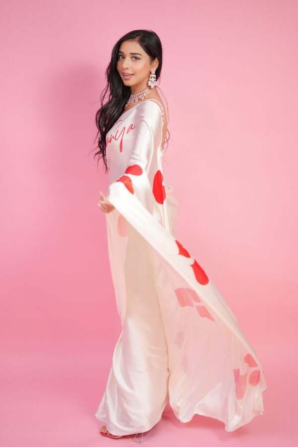 Customised Heart Satin One Minute Satin Saree