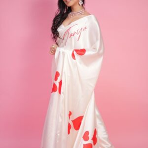 Customised Heart Satin One Minute Satin Saree