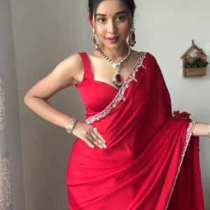 Diamond Hand Embroidery - Red Saree