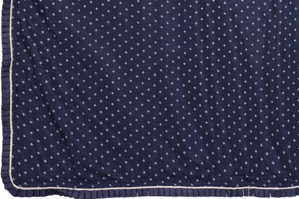 Navy Blue Polka Dot Saree with Gold Border