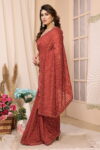 Maroon Polka Dot Saree with Gold Border