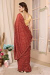 Maroon Polka Dot Saree with Gold Border