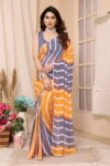 Orange and Blue Striped Leriya Ready to Wear Saree