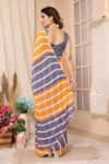 Orange and Blue Striped Leriya Ready to Wear Saree