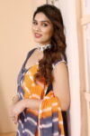 Orange and Blue Striped Leriya Ready to Wear Saree