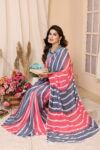 Pink and Cool Blue Striped Leriya Ready to Wear Saree